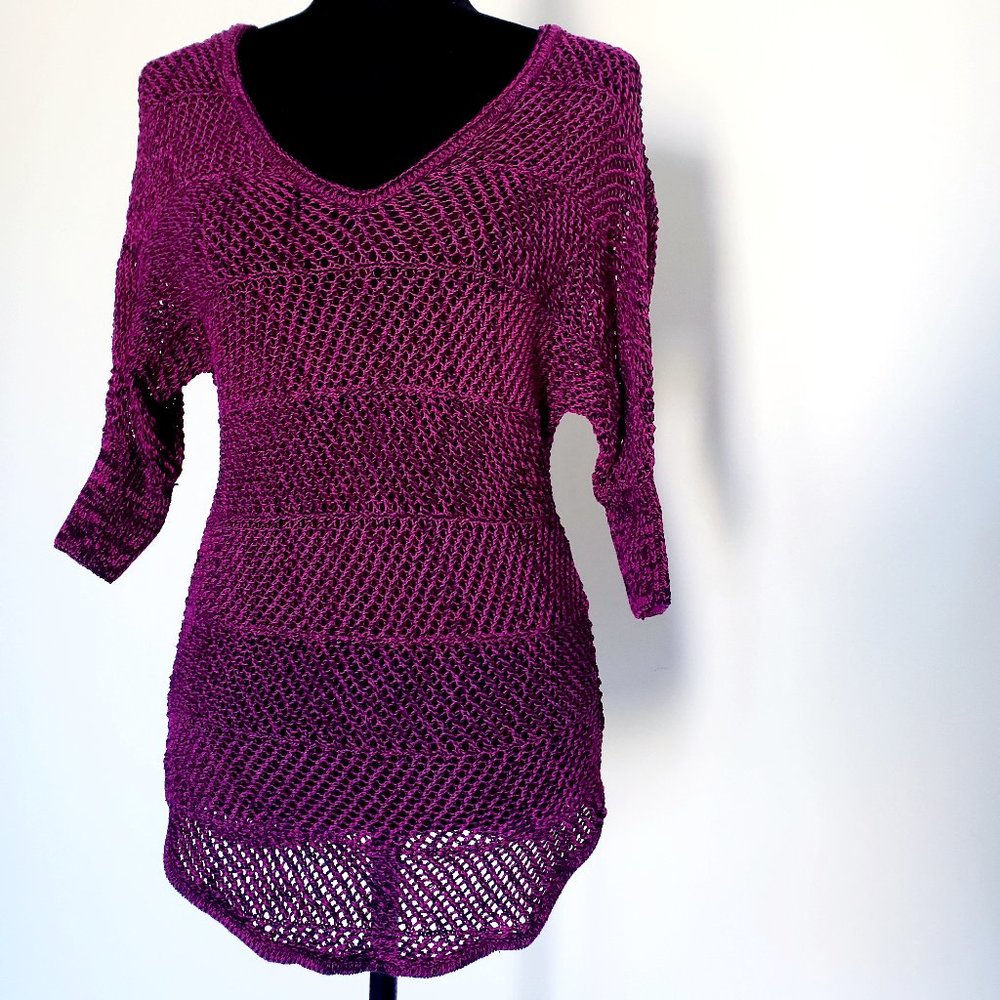 xs || express || PURPLE MESH DOLMAN SWEATER